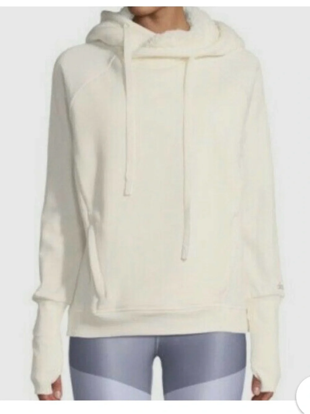 ALO Yoga Frost Fleece Pull On Hoodie in Ivory